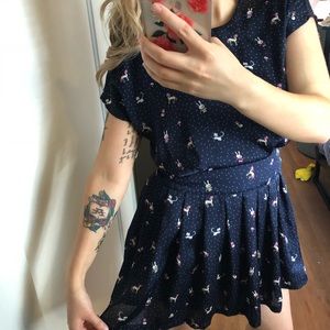 Super cute print XXI navy dot dress